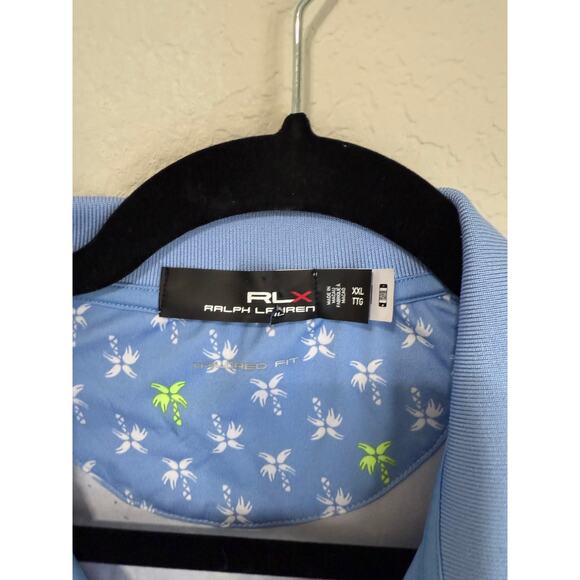 RLX Ralph Lauren Sleeveless Golf Polo XXL – Light Blue Palm Tree Print - Picture 2 of 3